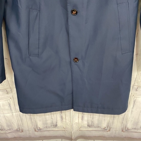Murano Medium Blue Purple Solid Reversible Trench Coat Lightweight Jacket Button - Picture 10 of 14